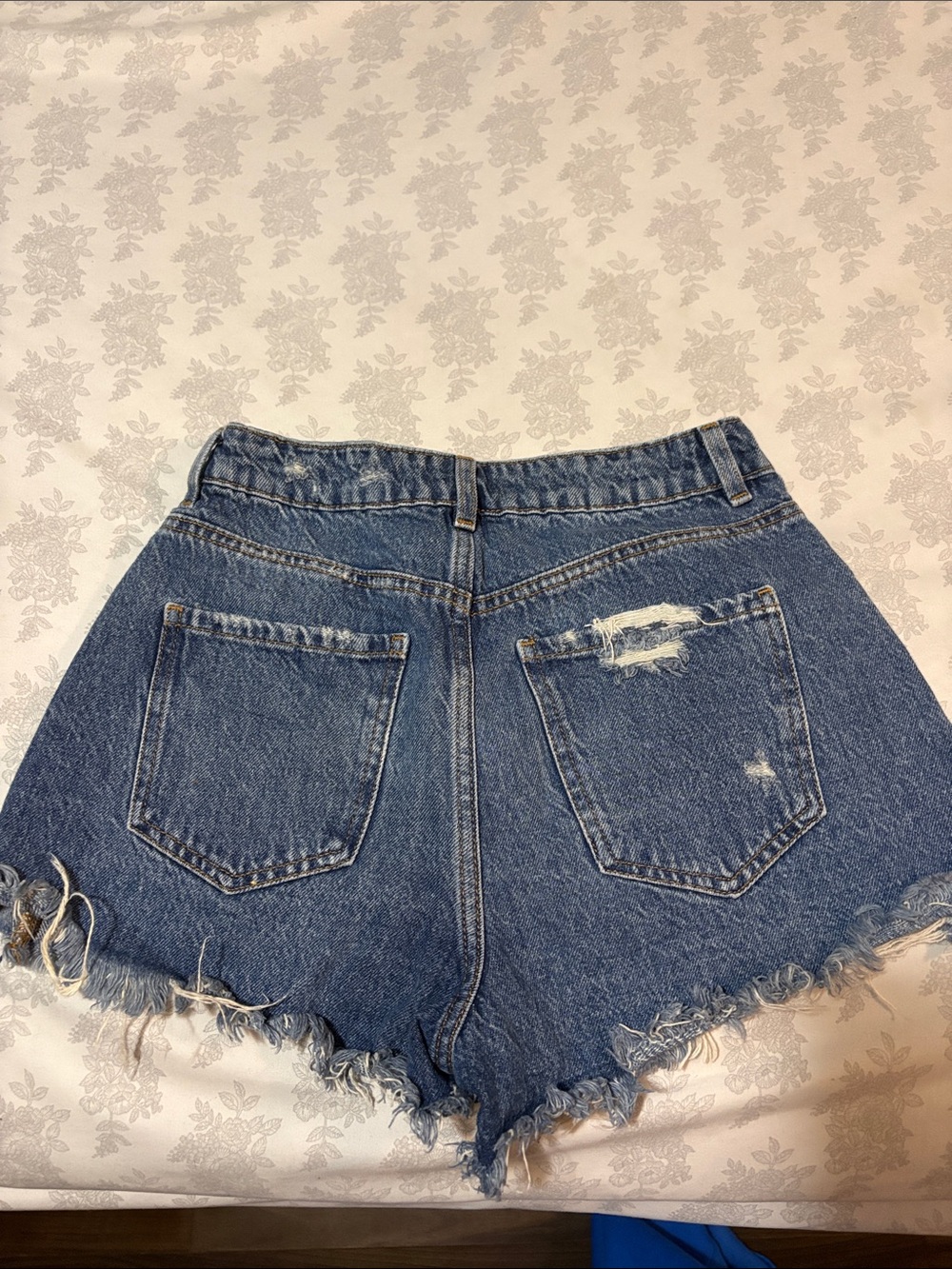 Garage Distressed Denim Jean Shorts - Blue - Picture 2 of 3